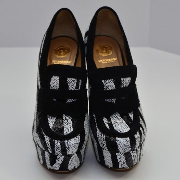 NIB $750 Viktor & Rolf runway zebra sequins shoes. IT 37 US 6 - Picture 3 of 10